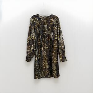 Future Collective Long Sleeve Dress Blue Green Floral 20 Stretchy Boho‎ Cottage